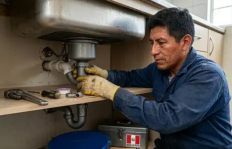 Técnico reparando una emergencia del hogar